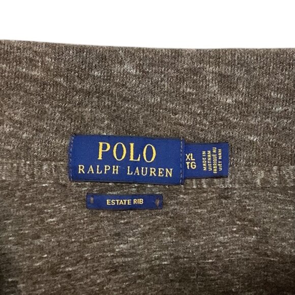 Polo Ralph Lauren Estate Rib Brown Quarter Zip Sweater 100% Cotton Men's Size XL - Picture 4 of 8